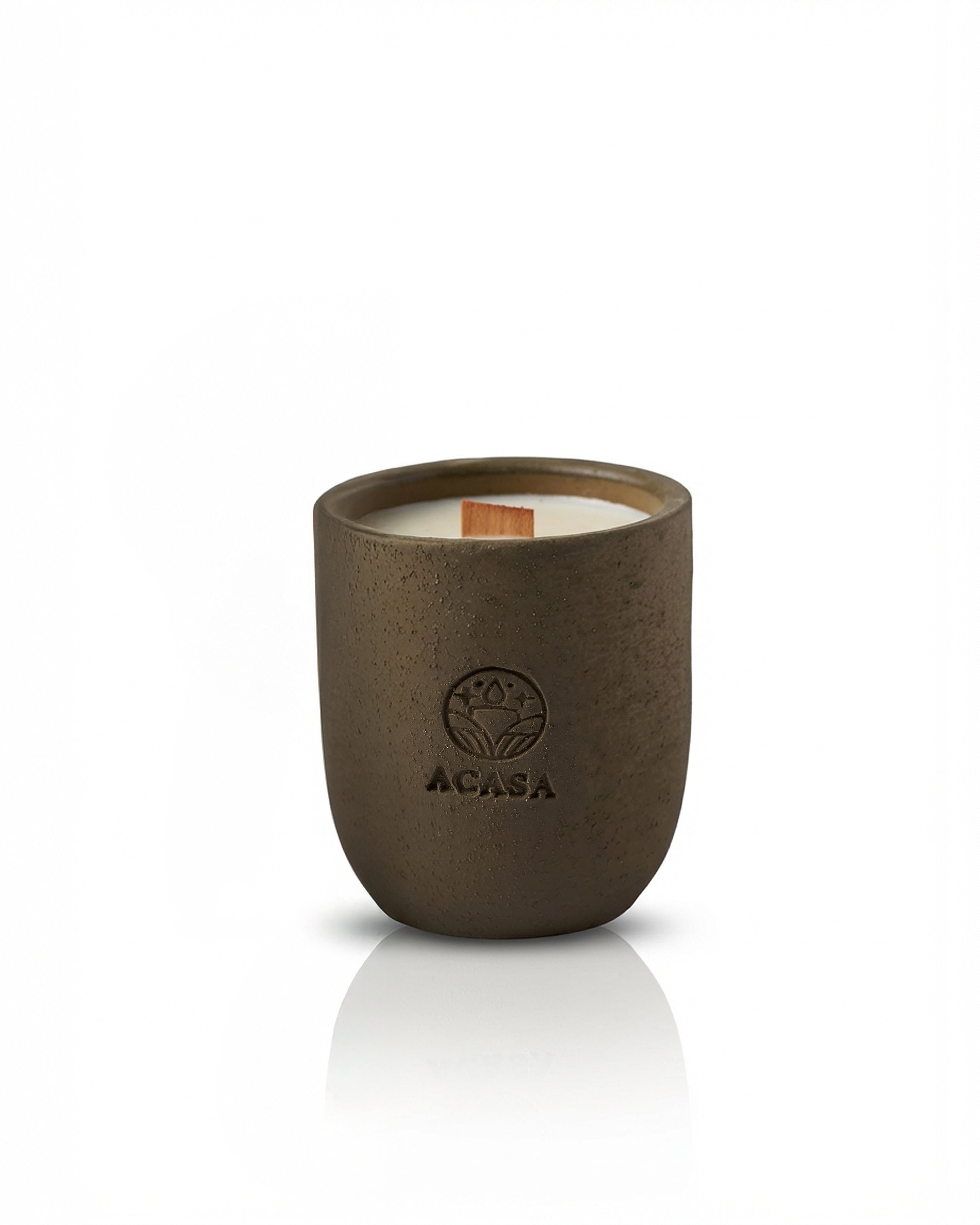 ACASA Handmade Coconut Scented Candle, 240 g – Natural Essential Oils, Wooden Wick, Reusable Jar