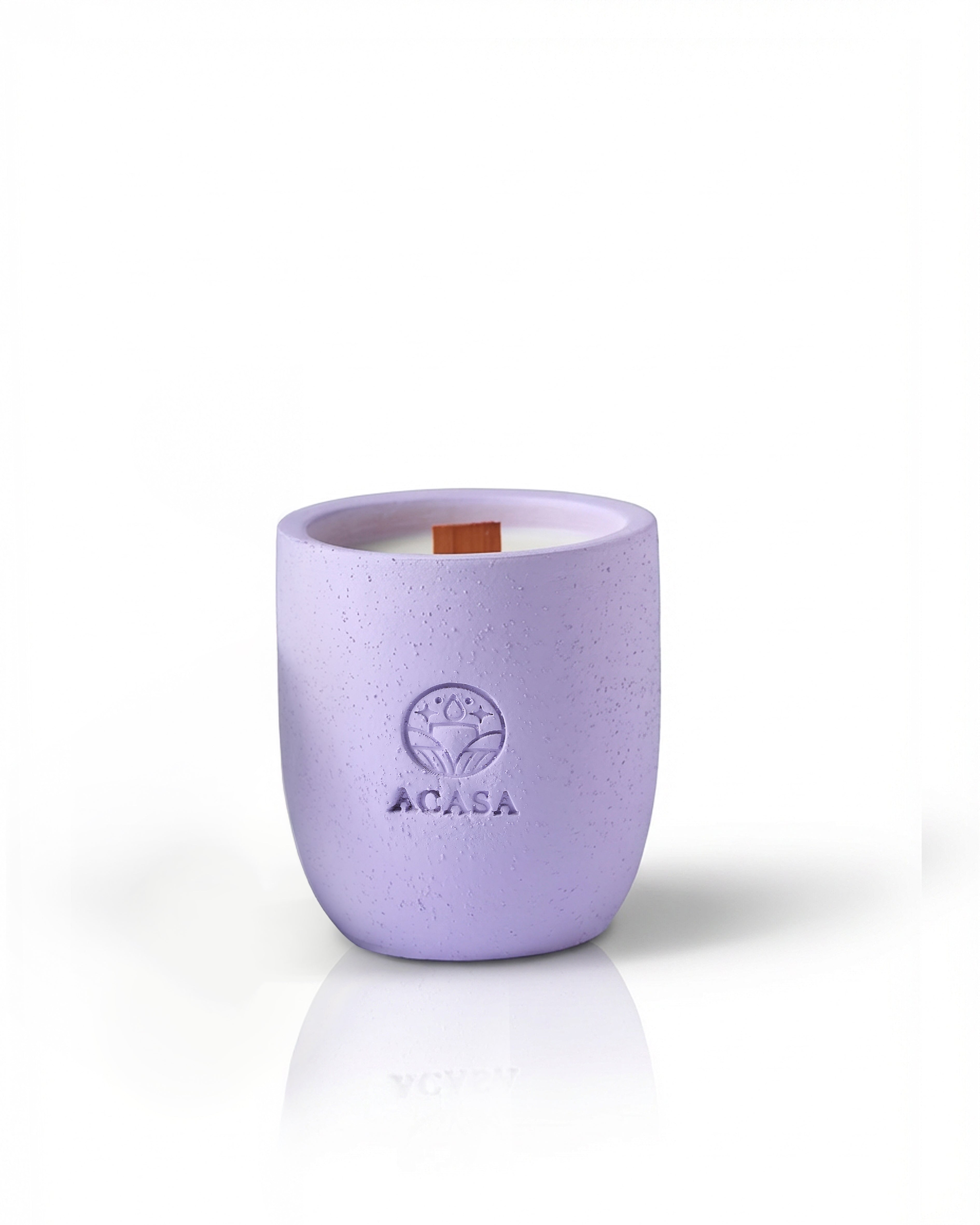 ACASA Handmade Lavender Scented Candle, 240 g – Natural Essential Oils, Wooden Wick, Reusable Pottery Jar