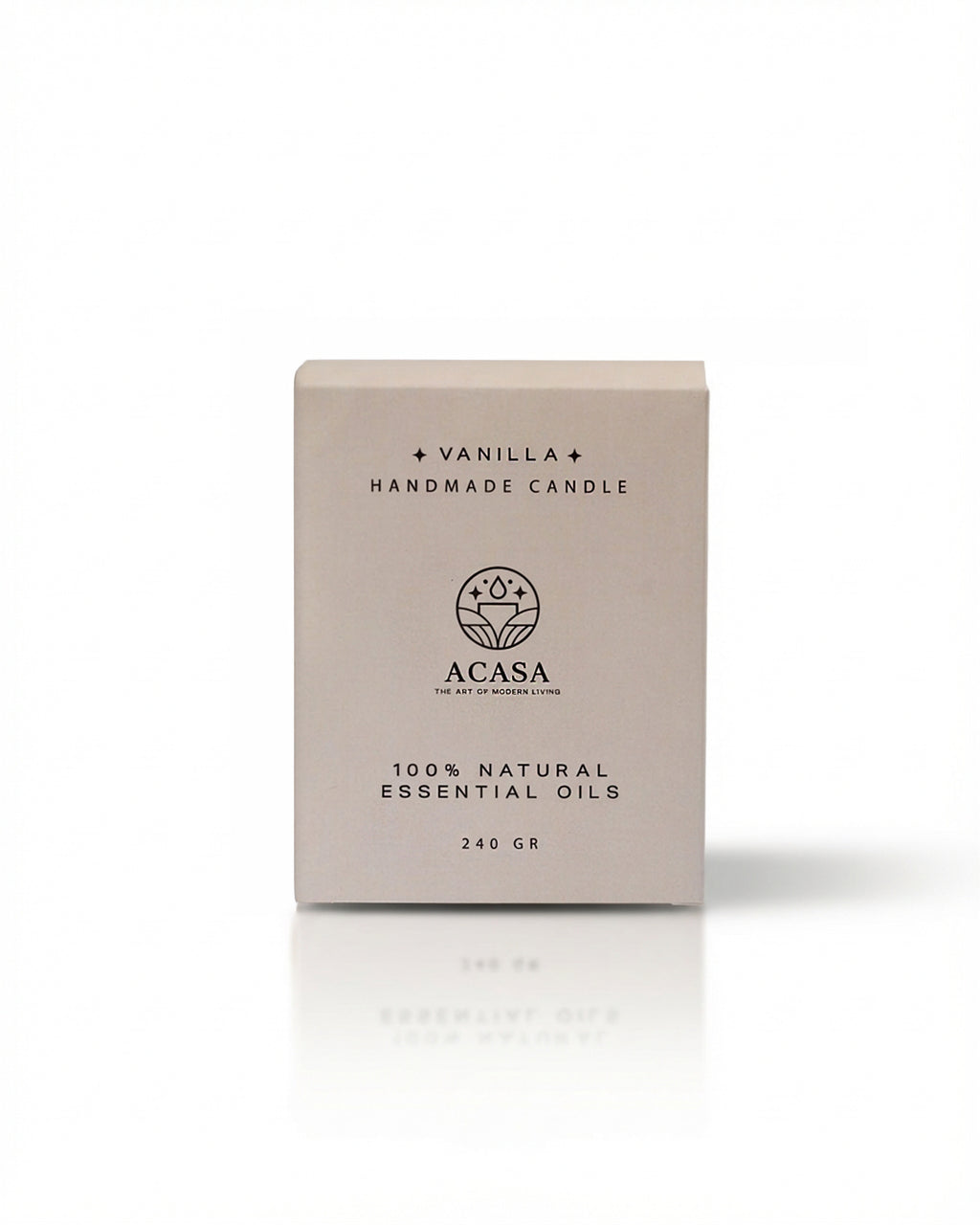 ACASA Handmade Vanilla Scented Candle, 240 g – Natural Essential Oils, Wooden Wick, Reusable Pottery Jar