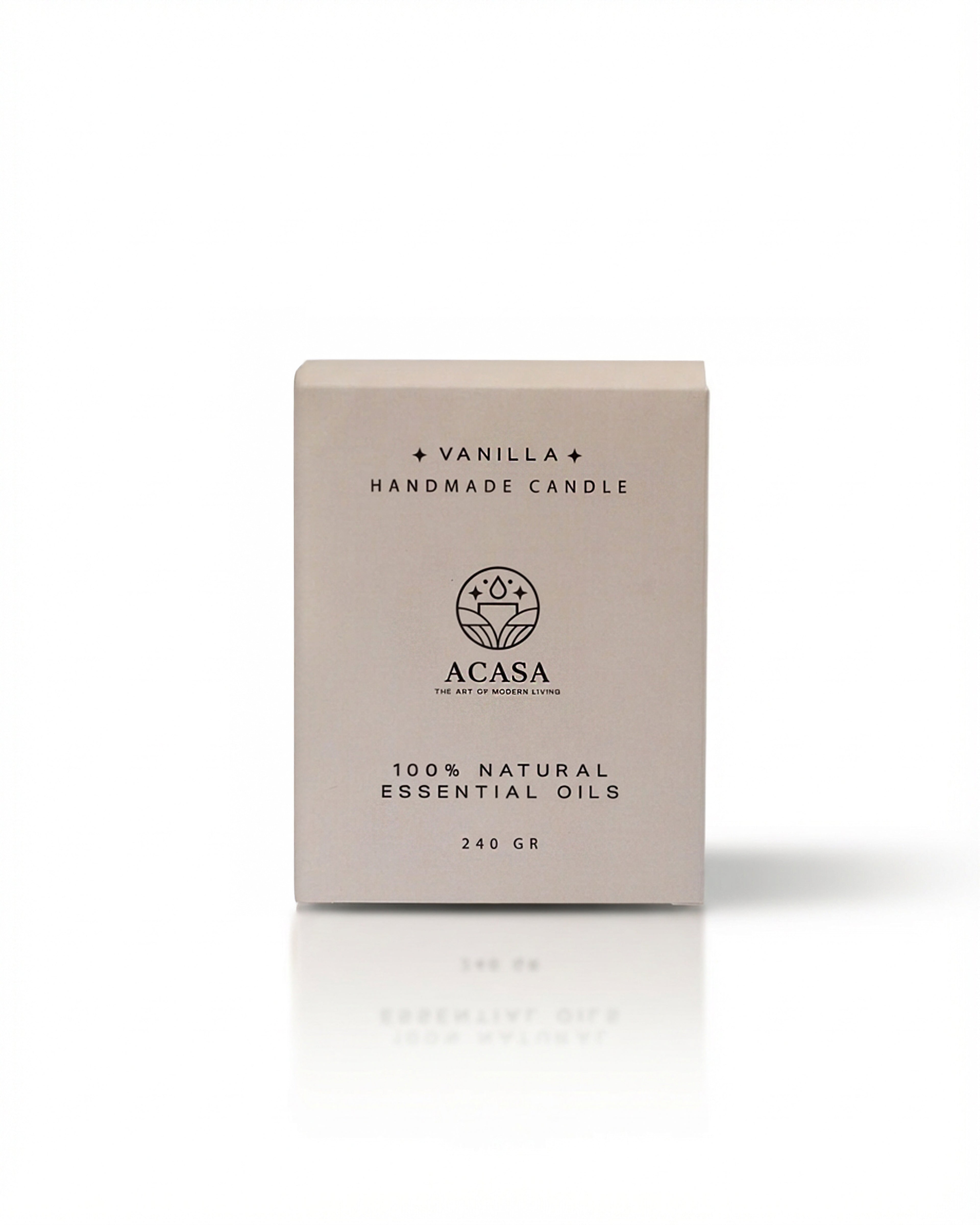 ACASA Handmade Vanilla Scented Candle, 240 g – Natural Essential Oils, Wooden Wick, Reusable Pottery Jar