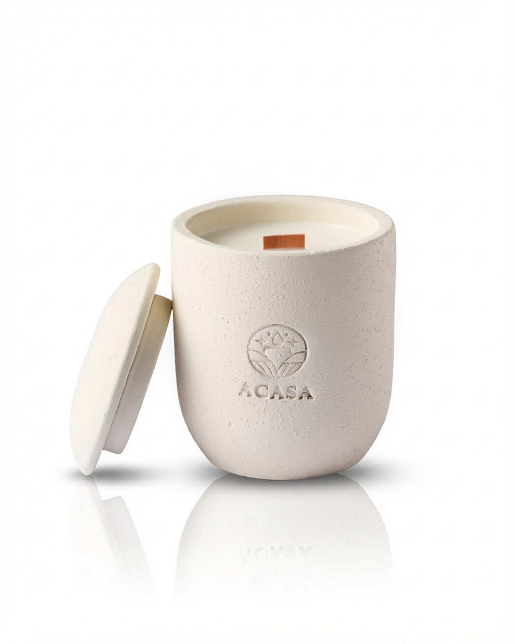 ACASA Handmade Vanilla Scented Candle, 240 g – Natural Essential Oils, Wooden Wick, Reusable Pottery Jar