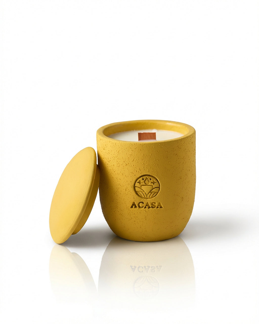 ACASA Handmade Citrus Scented Candle, 240 g – Natural Essential Oils, Wooden Wick, Reusable Pottery Jar