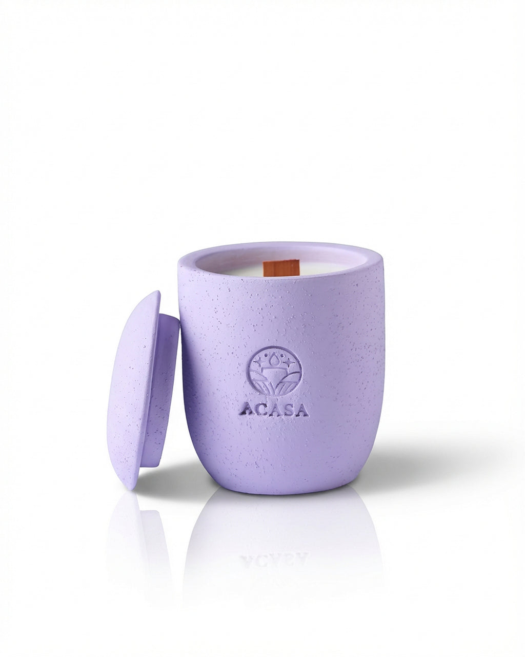 ACASA Handmade Lavender Scented Candle, 240 g – Natural Essential Oils, Wooden Wick, Reusable Pottery Jar