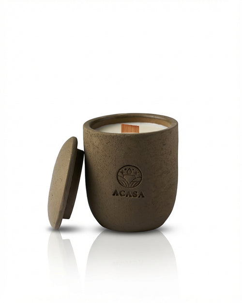 ACASA Handmade Coconut Scented Candle, 240 g – Natural Essential Oils, Wooden Wick, Reusable Jar